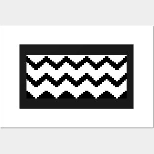 Zigzag geometric pattern - black and white. Posters and Art